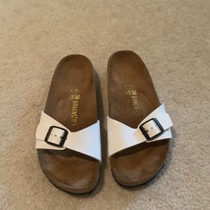 White Birkenstock sandals